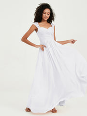 Col En Cœur Mousseline Robes Avec Dentelle Mancherons Blanc