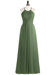 Longue Mousseline Licou Robes Demoiselle d'Honneur Olive Verte Grande Taille