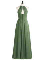 Longue Mousseline Licou Robes Demoiselle d'Honneur Olive Verte Grande Taille