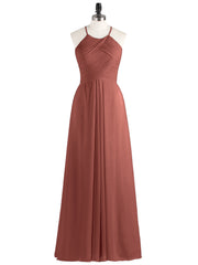 Longue Mousseline Licou Robes Demoiselle d'Honneur terracotta Grande Taille