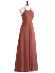 Longue Mousseline Licou Robes Demoiselle d'Honneur terracotta Grande Taille