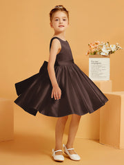 Robe de Fille Courte à A-ligne avec Nœud Chocolat