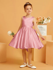 Robe de Fille Courte à A-ligne avec Nœud Flamant