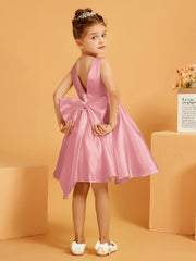Robe de Fille Courte à A-ligne avec Nœud Flamant