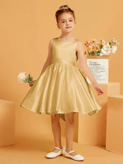 Robe de Fille Courte à A-ligne avec Nœud Or