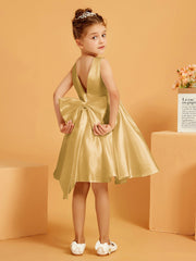 Robe de Fille Courte à A-ligne avec Nœud Or