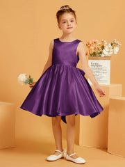 Robe de Fille Courte à A-ligne avec Nœud Raisin