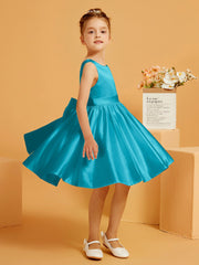 Robe de Fille Courte à A-ligne avec Nœud Jade
