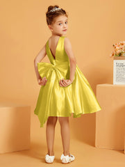 Robe de Fille Courte à A-ligne avec Nœud Souci