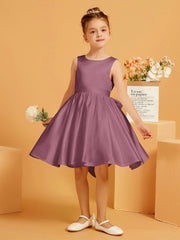 Robe de Fille Courte à A-ligne avec Nœud Mûre