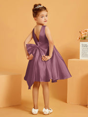 Robe de Fille Courte à A-ligne avec Nœud Mûre
