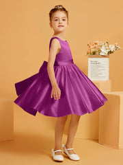 Robe de Fille Courte à A-ligne avec Nœud Orchidée