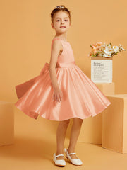 Robe de Fille Courte à A-ligne avec Nœud Papaye