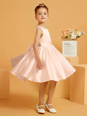 Robe de Fille Courte à A-ligne avec Nœud Pêche