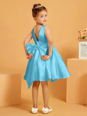 Robe de Fille Courte à A-ligne avec Nœud Piscine