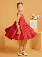 Robe de Fille Courte à A-ligne avec Nœud Rouge