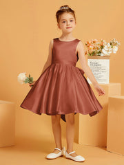 Robe de Fille Courte à A-ligne avec Nœud Rouille