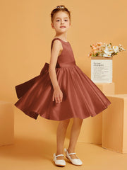 Robe de Fille Courte à A-ligne avec Nœud Rouille