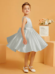 Robe de Fille Courte à A-ligne avec Nœud Argent
