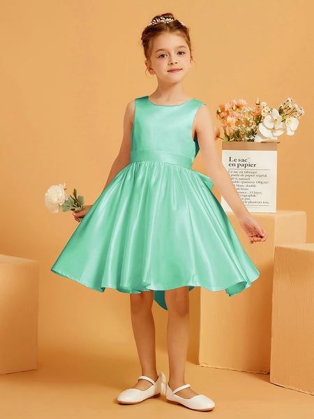 Robe de Fille Courte à A-ligne avec Nœud Turquoise – BABARONI FR