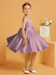 Robe de Fille Courte à A-ligne avec Nœud Vintage Mauve
