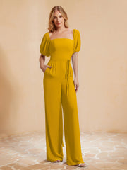 Jumpsuit Plissé en Mousseline avec Ceinture Souci