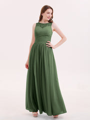 Illusion Col en Cœur Mousseline Robe Demoiselle d'honneur Olive Verte Grande Taille