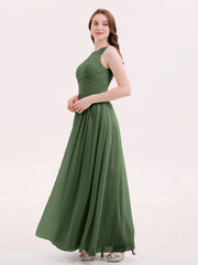 Illusion Col en Cœur Mousseline Robe Demoiselle d'honneur Olive Verte Grande Taille