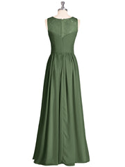 Illusion Col en Cœur Mousseline Robe Demoiselle d'honneur Olive Verte