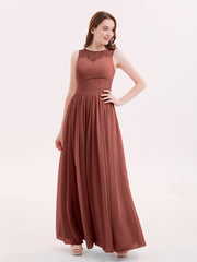 Illusion Col en Cœur Mousseline Robe Demoiselle d'honneur terracotta