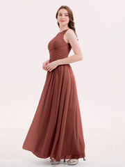 Illusion Col en Cœur Mousseline Robe Demoiselle d'honneur terracotta Grande Taille