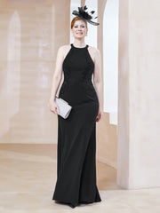 Robe Fourreau en Dentelle Longueur au Sol Licou Noir