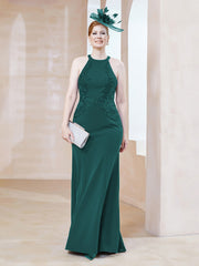 Robe Fourreau en Dentelle Longueur au Sol Licou Paon