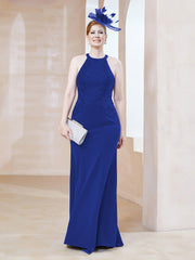 Robe Fourreau en Dentelle Longueur au Sol Licou Bleu Royale Grande Taille