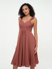 Robes Courtes Empire en Mousseline avec Poches terracotta