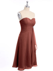 Longueur De Genou Mousseline Robe Avec Col En Cœur terracotta Grande Taille