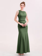 Robe de Col d'Illusion Mermaid avec Dos Nu Olive Verte Grande Taille