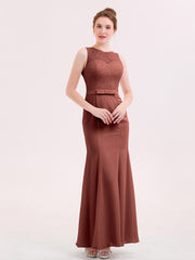 Robe de Col d'Illusion Mermaid avec Dos Nu terracotta