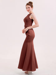 Robe de Col d'Illusion Mermaid avec Dos Nu terracotta Grande Taille