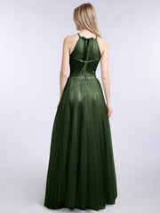 Col d'Illusionline Longue Tulle Robe Olive Verte