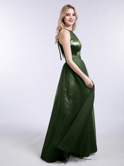 Col d'Illusionline Longue Tulle Robe Olive Verte Grande Taille