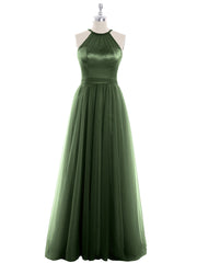 Col d'Illusionline Longue Tulle Robe Olive Verte