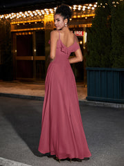 Spaghetti Bretelle Mousseline Robes De Demoiselle d'Honneur Cannelle Rose Grande Taille