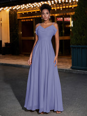 Spaghetti Bretelle Mousseline Robes De Demoiselle d'Honneur Pervenche