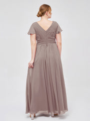 Mancheron Mousseline Longue Robe Demoiselle d'honneur Dusk