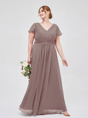 Mancheron Mousseline Longue Robe Demoiselle d'honneur Dusk