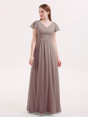 Mancheron Mousseline Longue Robe Demoiselle d'honneur Dusk