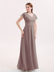 Mancheron Mousseline Longue Robe Demoiselle d'honneur Dusk