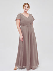 Mancheron Mousseline Longue Robe Demoiselle d'honneur Dusk