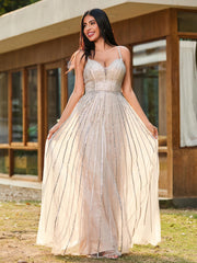 Robe Longueur au Sol à Dos Nu avec Diamants Scintillants Trèfle